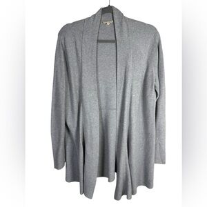 Eileen Fisher Gray Organic Cotton Open Front Cardigan Sweater Size Large